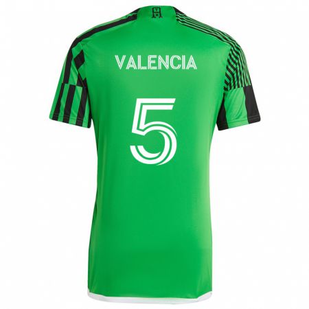 Kandiny Hombre Camiseta Jhojan Valencia #5 Verde Negro 1ª Equipación 2024/25 La Camisa Chile