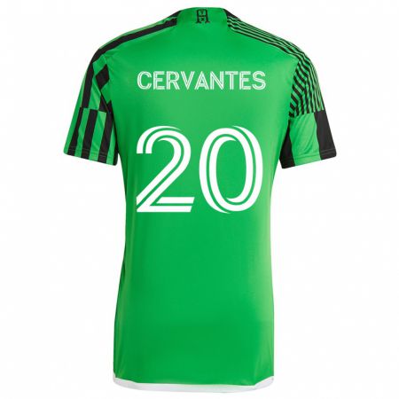 Kandiny Hombre Camiseta Aaron Cervantes #20 Verde Negro 1ª Equipación 2024/25 La Camisa Chile