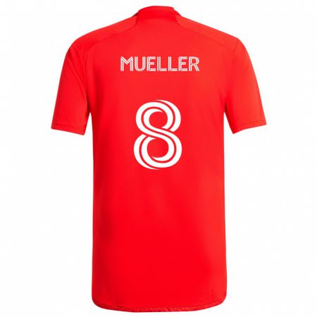 Kandiny Hombre Camiseta Chris Mueller #8 Rojo Blanco 1ª Equipación 2024/25 La Camisa Chile