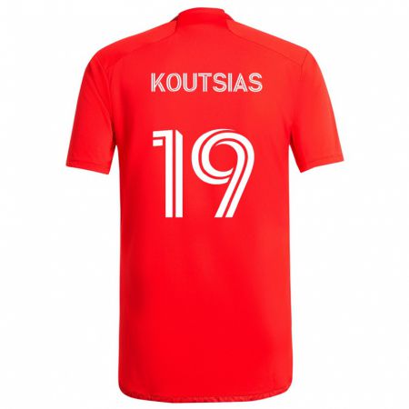 Kandiny Hombre Camiseta Georgios Koutsias #19 Rojo Blanco 1ª Equipación 2024/25 La Camisa Chile