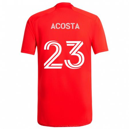 Kandiny Hombre Camiseta Kellyn Acosta #23 Rojo Blanco 1ª Equipación 2024/25 La Camisa Chile