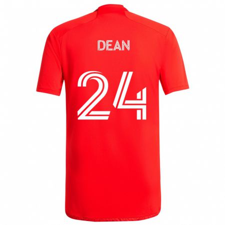 Kandiny Hombre Camiseta Jonathan Dean #24 Rojo Blanco 1ª Equipación 2024/25 La Camisa Chile