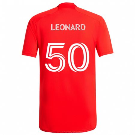 Kandiny Hombre Camiseta Eric Leonard #50 Rojo Blanco 1ª Equipación 2024/25 La Camisa Chile