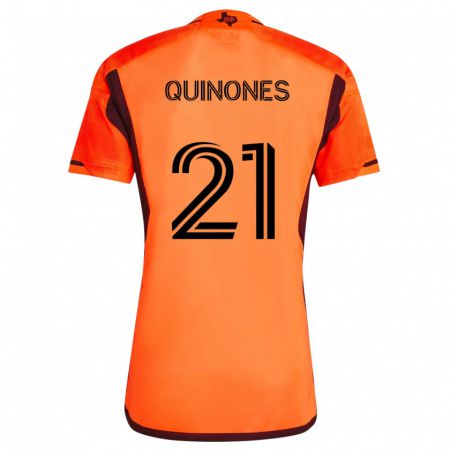 Kandiny Hombre Camiseta Nelson Quiñónes #21 Naranja Negro 1ª Equipación 2024/25 La Camisa Chile