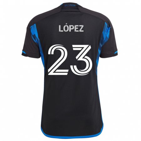 Kandiny Hombre Camiseta Hernán López #23 Azul Negro 1ª Equipación 2024/25 La Camisa Chile