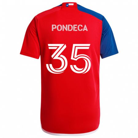 Kandiny Hombre Camiseta Tomas Pondeca #35 Azul Rojo 1ª Equipación 2024/25 La Camisa Chile