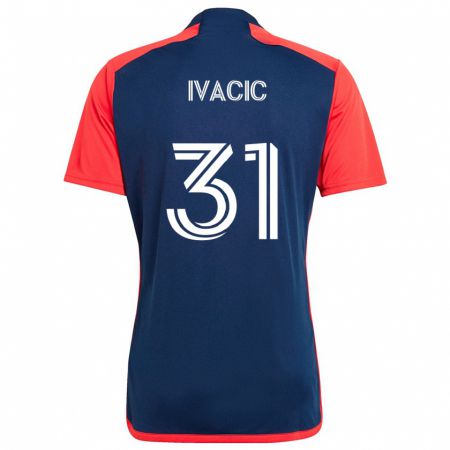 Kandiny Hombre Camiseta Aljaz Ivacic #31 Azul Rojo 1ª Equipación 2024/25 La Camisa Chile