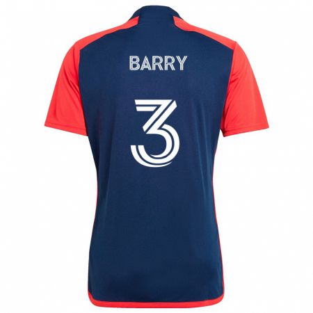 Kandiny Hombre Camiseta Hesron Barry #3 Azul Rojo 1ª Equipación 2024/25 La Camisa Chile