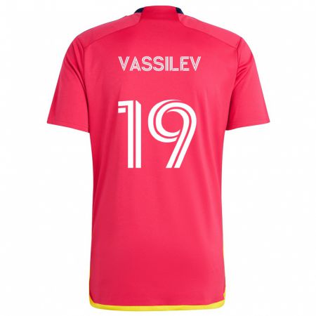 Kandiny Hombre Camiseta Indiana Vassilev #19 Rojo Azul 1ª Equipación 2024/25 La Camisa Chile