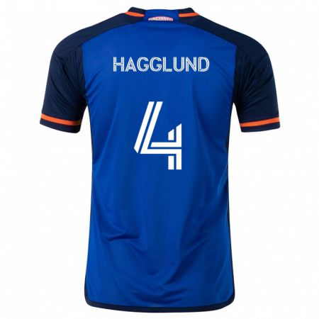 Kandiny Hombre Camiseta Nick Hagglund #4 Azul Blanco 1ª Equipación 2024/25 La Camisa Chile