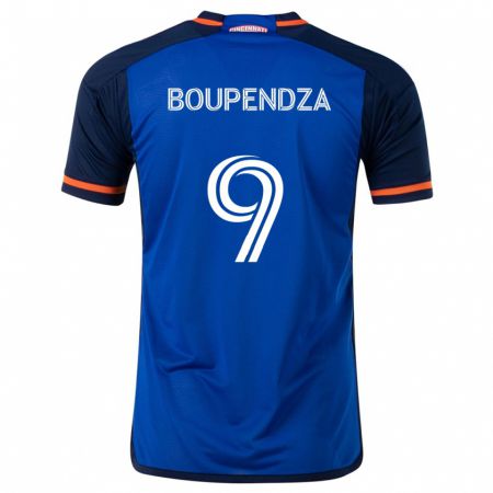 Kandiny Hombre Camiseta Aaron Boupendza #9 Azul Blanco 1ª Equipación 2024/25 La Camisa Chile