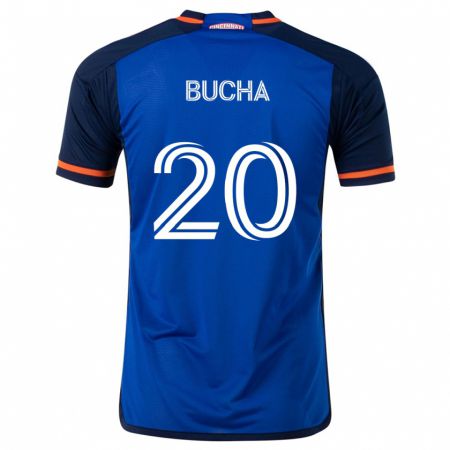 Kandiny Hombre Camiseta Pavel Bucha #20 Azul Blanco 1ª Equipación 2024/25 La Camisa Chile