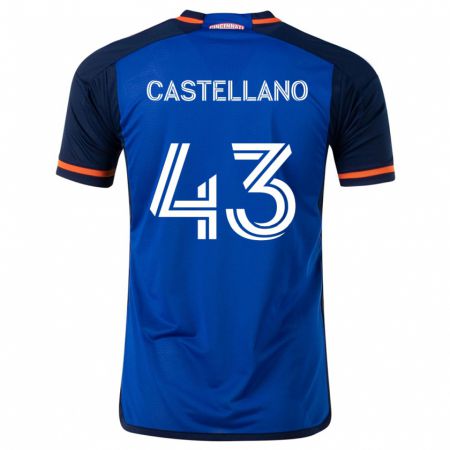 Kandiny Hombre Camiseta Jesús Castellano #43 Azul Blanco 1ª Equipación 2024/25 La Camisa Chile