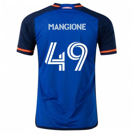 Kandiny Hombre Camiseta Peter Mangione #49 Azul Blanco 1ª Equipación 2024/25 La Camisa Chile