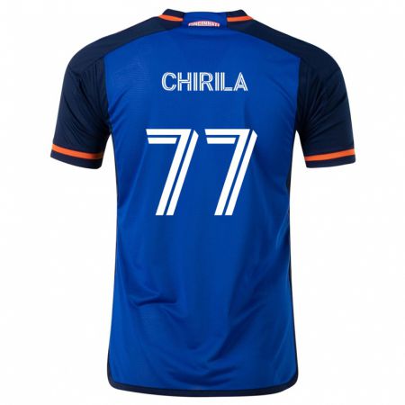 Kandiny Hombre Camiseta Stefan Chirila #77 Azul Blanco 1ª Equipación 2024/25 La Camisa Chile