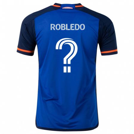 Kandiny Hombre Camiseta Harrison Robledo #0 Azul Blanco 1ª Equipación 2024/25 La Camisa Chile