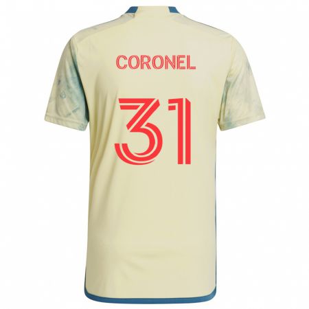 Kandiny Hombre Camiseta Carlos Coronel #31 Amarillo Rojo Azul 1ª Equipación 2024/25 La Camisa Chile