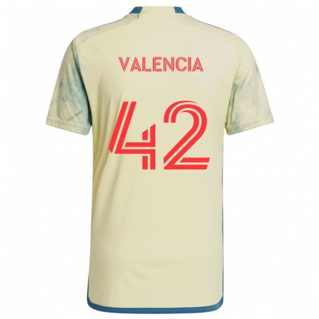 Kandiny Hombre Camiseta Omar Valencia #42 Amarillo Rojo Azul 1ª Equipación 2024/25 La Camisa Chile