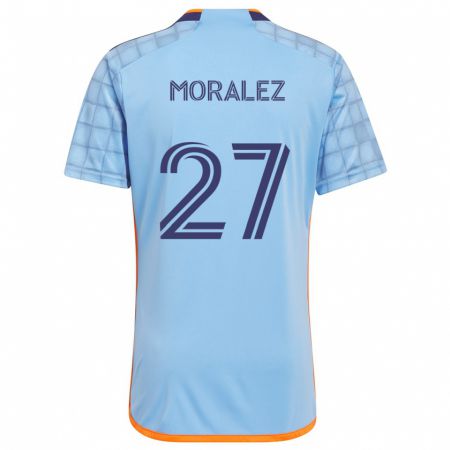 Kandiny Hombre Camiseta Maxi Moralez #27 Azul Naranja 1ª Equipación 2024/25 La Camisa Chile