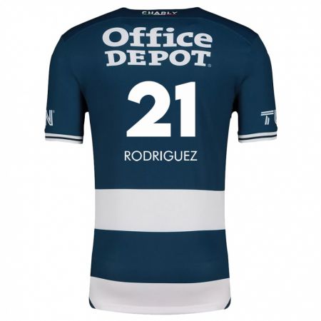 Kandiny Hombre Camiseta Valentín Rodríguez #21 Azul Blanco 1ª Equipación 2024/25 La Camisa Chile