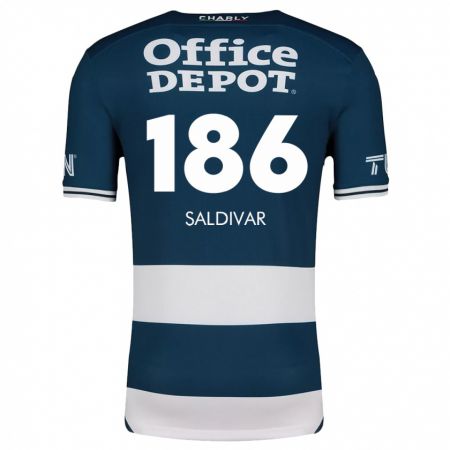 Kandiny Hombre Camiseta José Saldívar #186 Azul Blanco 1ª Equipación 2024/25 La Camisa Chile