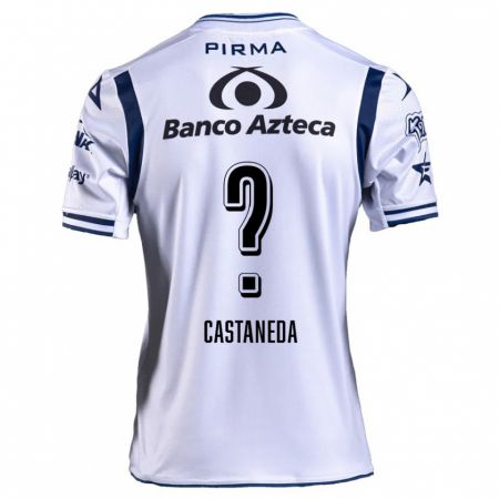 Kandiny Hombre Camiseta Christian Castañeda #0 Blanco Azul Marino 1ª Equipación 2024/25 La Camisa Chile