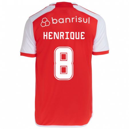 Kandiny Hombre Camiseta Bruno Henrique #8 Rojo Blanco 1ª Equipación 2024/25 La Camisa Chile