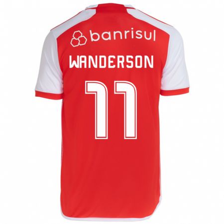 Kandiny Hombre Camiseta Wanderson #11 Rojo Blanco 1ª Equipación 2024/25 La Camisa Chile