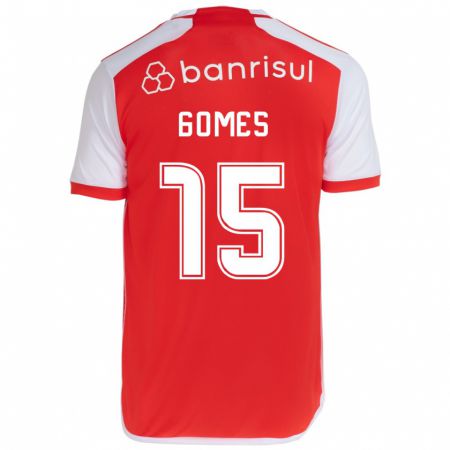 Kandiny Hombre Camiseta Bruno Gomes #15 Rojo Blanco 1ª Equipación 2024/25 La Camisa Chile