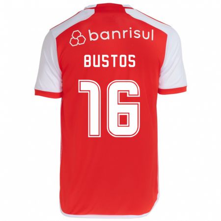 Kandiny Hombre Camiseta Fabricio Bustos #16 Rojo Blanco 1ª Equipación 2024/25 La Camisa Chile