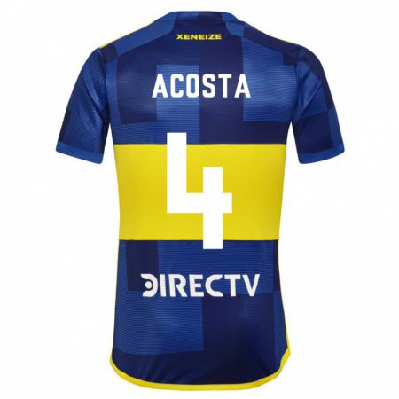 Kandiny Hombre Camiseta Natan Acosta #4 Azul Amarillo 1ª Equipación 2024/25 La Camisa Chile