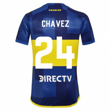 Kandiny Hombre Camiseta Gabriela Chavez #24 Azul Amarillo 1ª Equipación 2024/25 La Camisa Chile