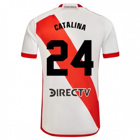 Kandiny Hombre Camiseta Catalina Julia Primo #24 Blanco Rojo 1ª Equipación 2024/25 La Camisa Chile