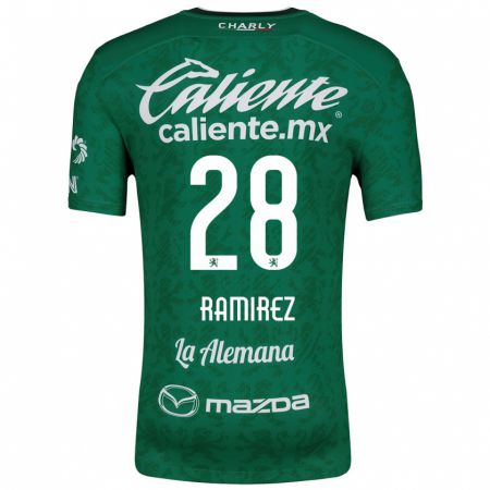 Kandiny Hombre Camiseta David Ramírez #28 Verde Blanco 1ª Equipación 2024/25 La Camisa Chile