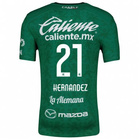 Kandiny Hombre Camiseta Alexa Hernández #21 Verde Blanco 1ª Equipación 2024/25 La Camisa Chile