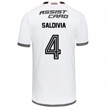 Kandiny Hombre Camiseta Alan Saldivia #4 Blanco Negro 1ª Equipación 2024/25 La Camisa Chile