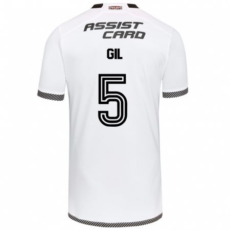 Kandiny Hombre Camiseta Leonardo Gil #5 Blanco Negro 1ª Equipación 2024/25 La Camisa Chile