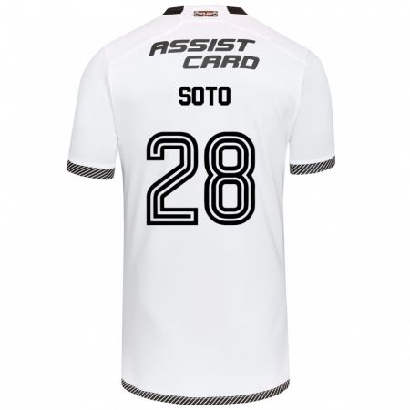 Kandiny Hombre Camiseta Lucas Soto #28 Blanco Negro 1ª Equipación 2024/25 La Camisa Chile