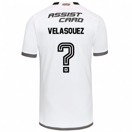 Kandiny Hombre Camiseta Milovan Velásquez #0 Blanco Negro 1ª Equipación 2024/25 La Camisa Chile