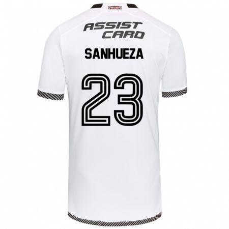 Kandiny Hombre Camiseta Nicol Sanhueza #23 Blanco Negro 1ª Equipación 2024/25 La Camisa Chile