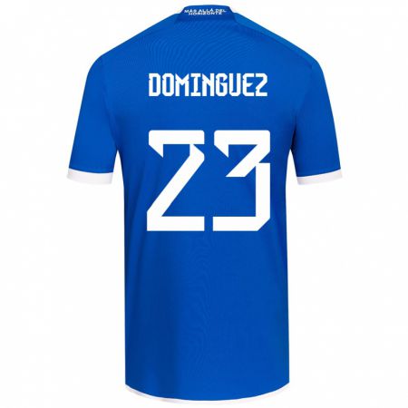 Kandiny Hombre Camiseta Nery Domínguez #23 Azul Blanco 1ª Equipación 2024/25 La Camisa Chile