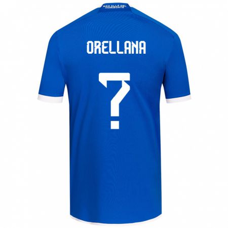 Kandiny Hombre Camiseta Bastián Orellana #0 Azul Blanco 1ª Equipación 2024/25 La Camisa Chile