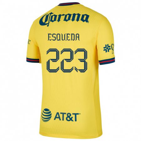 Kandiny Hombre Camiseta Diego Esqueda #223 Amarillo Azul 1ª Equipación 2024/25 La Camisa Chile