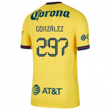 Kandiny Hombre Camiseta Océlotl González #297 Amarillo Azul 1ª Equipación 2024/25 La Camisa Chile