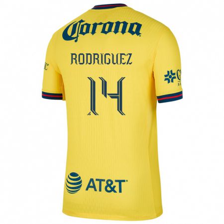 Kandiny Hombre Camiseta Monica Rodriguez #14 Amarillo Azul 1ª Equipación 2024/25 La Camisa Chile