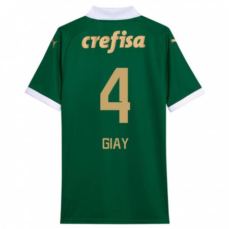 Kandiny Hombre Camiseta Agustín Giay #4 Verde Blanco 1ª Equipación 2024/25 La Camisa Chile