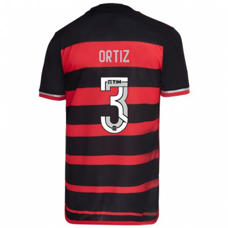 Kandiny Hombre Camiseta Léo Ortiz #3 Negro Rojo 1ª Equipación 2024/25 La Camisa Chile