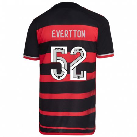 Kandiny Hombre Camiseta Evertton #52 Negro Rojo 1ª Equipación 2024/25 La Camisa Chile