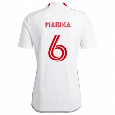 Kandiny Hombre Camiseta Aimé Mabika #6 Blanco Rojo 2ª Equipación 2024/25 La Camisa Chile