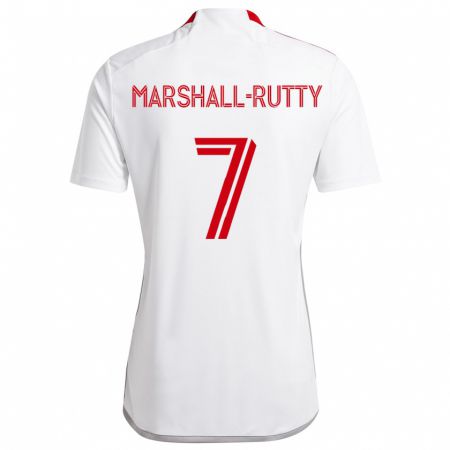 Kandiny Hombre Camiseta Jahkeele Marshall-Rutty #7 Blanco Rojo 2ª Equipación 2024/25 La Camisa Chile